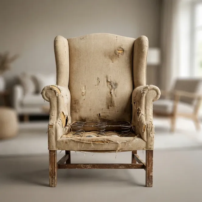 Sofá antiguo desgastado